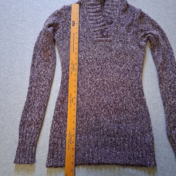 Rue 21 Womens Hoodie Sweater XL Long Sleeve Purple Heather Y2K Grunge Boho - Picture 9 of 11